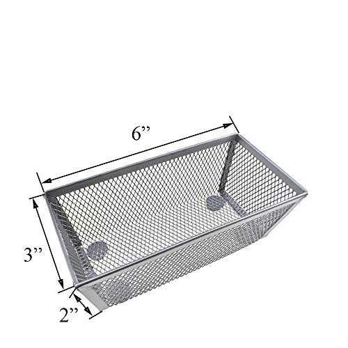 HAHIYO Stackable Mesh Tray Cup 6 x 3 x 2 inches Sturdy Container for Desk Drawer Organizer Collection for Home Office School kitchen Soft Foam Feet No Sharp Edges 2 Pack Silver - color: Silver, size: 6 x 3 x 2 inches-2P