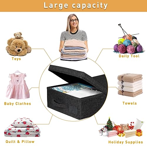 punemi Under The Bed Storage Containers 3 Pack, 6 Inch Tall Stackable Underbed Storage Bins With Handles, Closet Organizers and Storage Bins, Large Under Clothes Drawer Organizers Box For Crib, Black - color: Black-3pack, size: 6 inch Tall