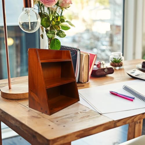 DOITOOL Desktop Organizer Rack Multi Layer Storage for Office Accessories Sturdy Wood Craft Sundries Holder Compact and Space Saving Design for Home and Office Use