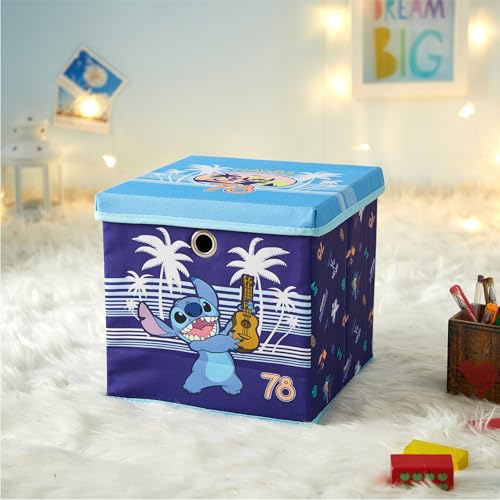 Lilo & Stitch Collapsible Storage Cube with Removable Lid,10"x10"x10" Fabric Organizer Bin for Kids’ Toys, Clothes & Accessories, Bedroom or Playroom Storage Box - color: Lilo and Stitch