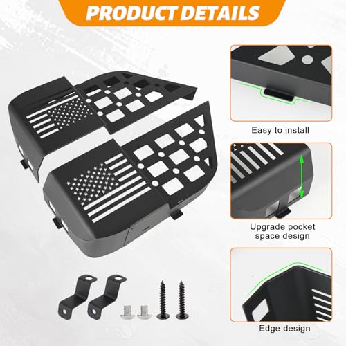 MAIKER Metal Rear Door Storage Box Compatible with 2018-2025 Jeep Wrangler JL JLU 4XE & 2020-2025 Gladiator JT, Insert Organizer Box Pockets for Replace Sagging Nets, 2PCS(Black) - size: JL/JT Rear