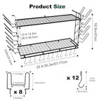 Housolution Pot Rack Wall Mounted, 22''-30'' Length Expandable, 3 Level Height Adjustable, 2 Tier Heavy Duty Hanging Cookware Pan Organizer with 12 Hooks and 8 Lid Holders - color: Black, 2 Tiers
