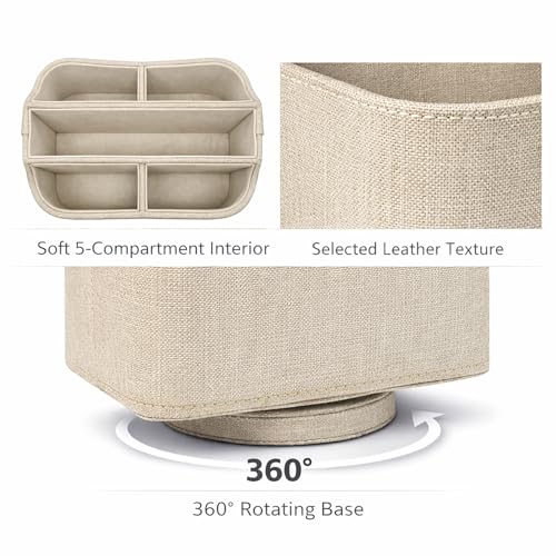 UnionBasic Rotating Desk Organizer, 360 Desk Spinning Caddy, Desktop TV Guide/Mail/Media/Remote Controller Holder Organizer, Beige - color: Beige