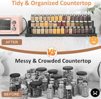 GOENDR Expandable Spice Rack Organizer for Cabinet, 3 Tier Metal Spice Organization,16"-29.5" Wide Adjustable Seasoning Organizer, Display Shelf, Canned Goods Organizer for Pantry Kitchen Countertop - size: Large-Black - Fits 10.9" Deep Cabinet