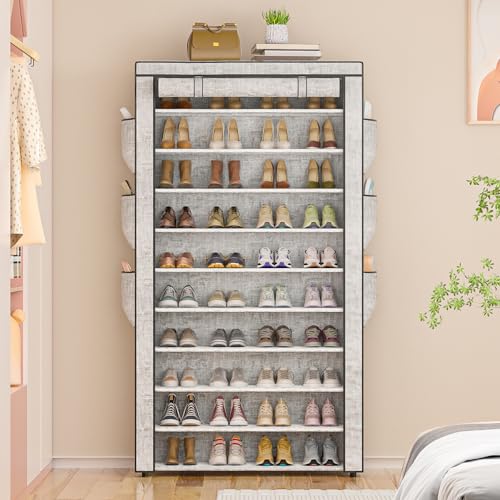 OYREL Shoe Rack 10Tier Large Capacity 50-56Pairs Beautiful Tall Shoe Shelf Free Standing Storage Cabinet Entryway Closet - size: 10Tier Multi