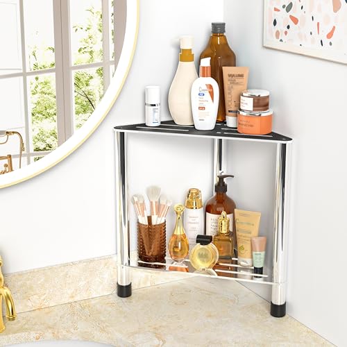 Upgrade Stainless Steel Shower Stool for Inside Shower, 15.4'' H Shower Foot Rest, Corner Shower Stool with Storage Shelf, Shower Step for Shaving Legs, Bathroom Corner Shower Bench, Silver - color: Upgrade Silver