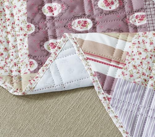 Brilliant Sunshine Pink Rosette and Stripes Patchwork Couch Armrest 5 Pockets Organizer, Slip Resistant Armchair Caddy, Washable Remote Controls Holder, Storage for Magazine, Tablet, Phone, iPad, Rose - color: Rose