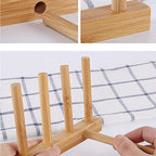 INNERNEED Bamboo Wooden Plate Racks Dish Stand Holder Kitchen Storage Cabinet Organizer for Dish/Plate/Bowl/Cup/Pot Lid/Cutting Board (Pack of 4) - size: Pack of 4