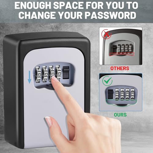 Key Lock Box for Outside - Sturdy and Durable Lock Box for House,5 Key Capacity Lockbox for Keys Outdoor,Waterproof Emergency Spare Lockbox with Resettable Code for Home,Garage,Airbnb - color: 1 pack-Grey