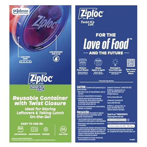 Ziploc Twist 'n Loc Food Storage Meal Prep Containers Variety Pack, 9 Count - size: Small/Medium