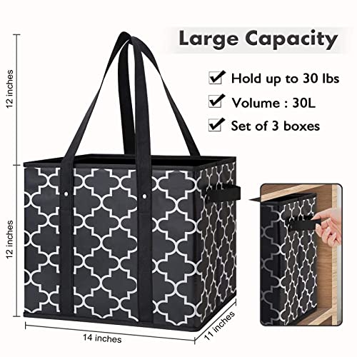 WISELIFE Reusable Grocery Bags 2-Pack Foldable Washable Large Storage Bins Basket Water Resistant Shopping Tote Bag Black - color: Black, size: 2 Pack