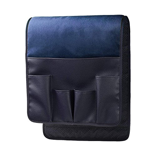 Wanty Velvet Sofa Couch Chair Armrest Soft Caddy Organizer Holder for Remote Control, Cell Phone, Book, Pencil (Blue) - color: Blue