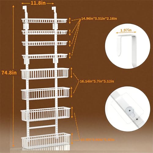 Moforoco White Over The Door Pantry Organizer, Pantry Organization and Storage, Metal Hanging Spice Rack Shelves Door, Seasoning Shelves, Laundry Room Organization, House and Kitchen Essentials - color: White, size: 8-Tier