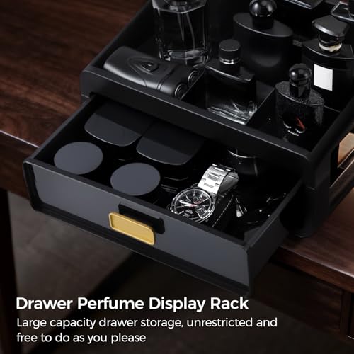 EHORIA Organizer For Men,Bathroom Organizers,Cologne Organizer,Dresser Organizers,Bathroom Sink Organizer,Counter Storage,Cologne Stand,Drawer Perfume Display Holder,Gifts for Mens(BLACK)