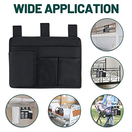 AKAYOK Bedside Caddy Organizer - Bed Organizer Caddy for Remotes Control Phone Glasses Magazines Tablets Accessories - Wheelchair Bag for Hospital Home Office Dorm Room (4 pocket) - size: 4 pocket