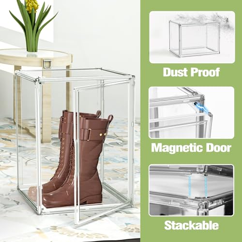 XXX-Large Extra Large Acrylic Display Case 17''x13''x13'' Transparent Shoe Display Case Sneaker Bag Organizer Clear Stackable Boot & Shoe Boxes Large Showcase for Helmet, Handbag, Figures Collectibles - color: Clear, size: XXX-Large