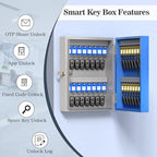 32 Key Lock Box(Plus), Smart Key Cabinet Wall Mount, 4-Way Unlocking, OTP/APP/Fixed Code Unlock,OTP Access Share Half Remote Unlock - size: 32 keys plus(Smart)