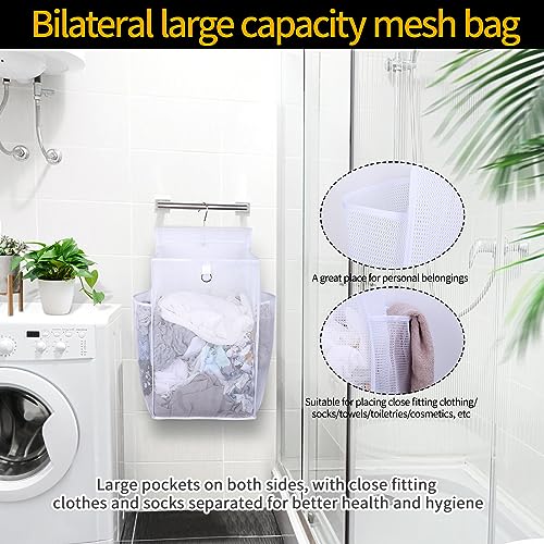 Hanging Collapsible Breathable Mesh Laundry Hamper, White, 24 x 14.2 x 7.5 in - color: White