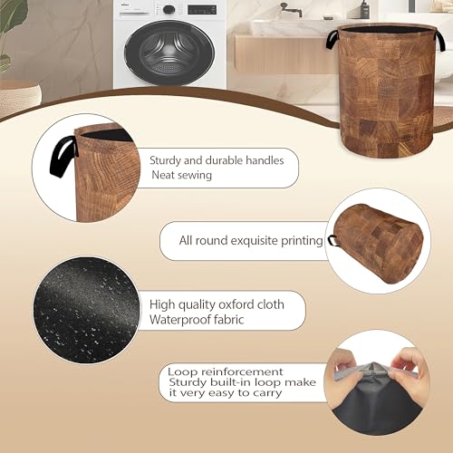 Wood Texture Pattern Laundry Basket,Rustic Farmhouse Clothes Hamper,Oxford Cloth Collapsible Nursery Hamper Storage Organization for Bedroom,Bathroom,Office,College Dorms,16x20 Inch - color: Wood Texture Pattern