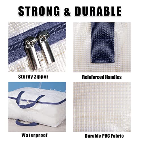 Ineetatu Clear Storage Bags with Zipper, 75L Extra Large Capacity - Closet, Underbed Storage Organizer for Clothes, Bedding, Comforter, Toys, Pillow & Blanket, 3 Pack