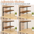 IBUYKE Clamp on Desk Shelf, 22.8” Large Desk Extender Shelves,Tool-Free Flexible Repositioning and Adjustable 2-Tier Storage Shelves for Desktop Accessories Below Desk TMZ010H - color: Brown
