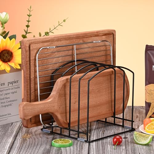 5-Slot Cutting Board Organizer, Bakeware Organizer, and Kitchen Cabinet Organizer for Baking Trays and Cookie Sheets (2pcs 5 Slots for one size) - size: 2pcs 5 Slots for one size