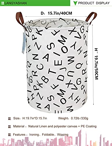 LANGYASHAN Laundry Basket Canvas Fabric Collapsible Organizer Basket for Storage Bin Toy Bins Gift Baskets Bedroom Clothes Children Nursery Hamper (Alphabet) - color: Letter