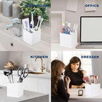 Diatomite Toothbrush Holders for Bathrooms, Electric Toothbrush and Toothpaste Holder 3 Slots Tooth Brush Organizer for Bathroom Countertop, Shower, Vanity - White - color: White