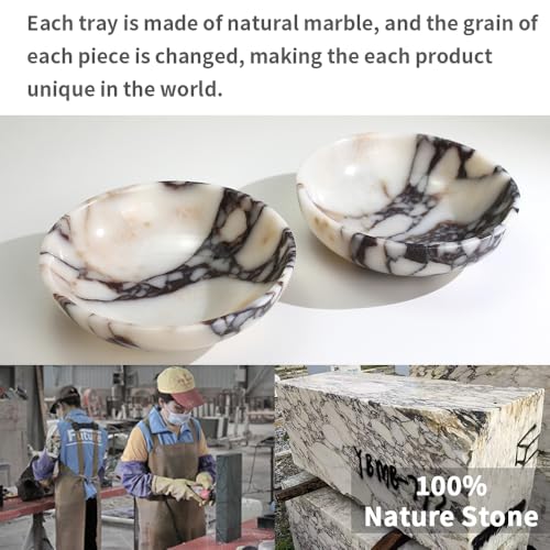 Luxury decorative marble bowl for home decoration for decoration,Key bowl for entryway table, Catchall for coins, change candy, organizer marble tray. - color: Round-Calacatta Viola