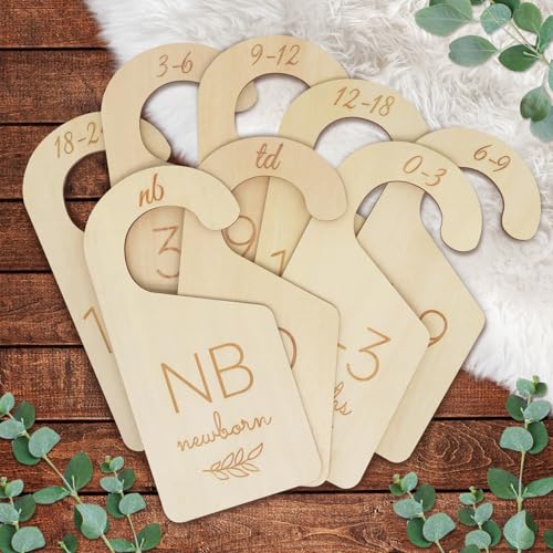 Baby Closet Dividers for Clothes Organizer - Wooden Baby Clothes Size Dividers from Newborn to Toddler, Double-Sided Gender Neutral Baby Clothes Dividers
