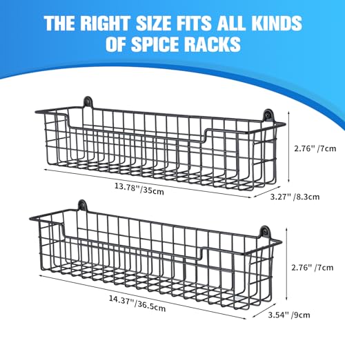 Spice Rack Organizer Wall Mount, Spice Organization Storage Shelf for Cabinet Door, 2 Packs Wall Spice Rack Saving Space for Kitchen, Black - color: Black-2 Pack
