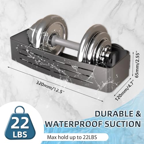Onemake Shower Caddies Suction Cup, 2-Pack Removable Bathroom Shelf, Shower Organizer with Portable Hooks, Shower Caddy Corner Waterproof Holder with Towel Bar, Gray - style: 2 Tier-Gray Square Caddies