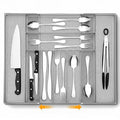 1 Pcs Utensil Drawer Silverware Organizer, Metal Mesh Expandable 13" ~24" Kitchen Drawer Organizer, 7-9 Slots Cutlery Tray Dividers for Kitchen Flatware Christmas Housewarming Gift (Sliver) - color: Sliver