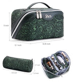 BOYATU Travel Makeup Bags Cosmetic Organizer Bag: 3 Pcs Set Large Capacity Floral Make up Bag with Compartments - Waterproof Leather Toiletry Bags with Handle for Women (18-Green) - color: 18-Green