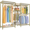 VIPEK Classic V6 Wire Garment Rack Heavy Duty Clothes Rack with 7 Adjustable Shelves & 4 Hanging Rods, Compact DIY Metal Clothing Racks 68.9" L x 15.7" W x 76.4" H, Max Load 840LBS, Gold - color: Gold, size: Classic V6 Standard