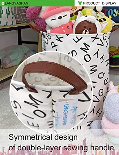 LANGYASHAN Laundry Basket Canvas Fabric Collapsible Organizer Basket for Storage Bin Toy Bins Gift Baskets Bedroom Clothes Children Nursery Hamper (Alphabet) - color: Letter