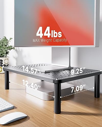 HUANUO Monitor Stand, Monitor Stand Riser 3 Height Adjustable, Monitor Riser with Airflow Vents, Laptop Stand for Desk, Laptop Riser, Desk Organizer for Monitor, 15.6" Laptop, PC, Printer - color: Black