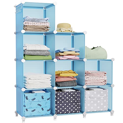 HOMIDEC Closet Organizers and Storage, 9 Cube Storage Organizer, Portable Closet Organizer Storage Cubes Shelves, Blue - color: Blue, size: Large