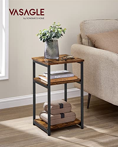 VASAGLE Side Table, Small End Table, Tall Nightstand for Living Room, Bedroom, Office, Bathroom, Rustic Brown and Classic Black ULET273B01 - color: Rustic Brown + Classic Black