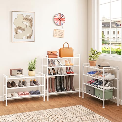5 Tier Shoe Rack,Metal Shoe Storage Organizer Shelf for Closet,Entryway, Garage,Narrow Space(White, 5 Tier) - color: White, size: 5 Tier