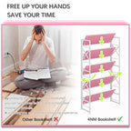 4NM Extra Wide 5 Tiers No Assembly Book Shelves, 51.2" H Folding Bookshelf Bookcase Open Industrial Foldable Shelves for Bedroom, Living Room, Home Office - Pink White - color: Pink White, size: Wide XX 5-Tier
