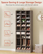 Tribesigns 10-Tier Shoe Storage Cabinet, Gray Wooden Shoe Rack with 30 Cubbies, Freestanding Tall Entryway Shoe Organizer for Closet, Entryway, Living Room - color: Grey