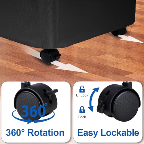 Vincona Slim Laundry Hamper with Lid and Wheels, Small Rolling Laundry Basket with Handle for Small Spaces, Tall Dirty Clothes Hampers for Dorm, Bathroom and Bedroom, 95L Black - color: Black, size: 95L