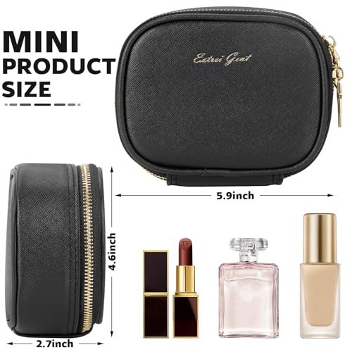 Mini Makeup Bag with Led Mirror, Small Travel Make up Bag 3 Light Modes Adjustable Brightness, for Women Organizer Cosmetic Bag, Portable Travel Train Toiletry Bag, for Pool Parties Work Touch-Ups - color: Black