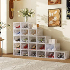 AWTATOS Shoe Storage Boxes, Thickened Shoe Storage Organizer with Clear Magnetic Door, Stackable Shoe Container with Lids, Collapsible Large Shoe Rack, Fit up to US Size 15, 6 Pack - size: 6 pack