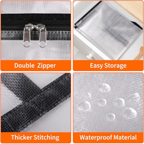 TasticTotes 6 Pack Clear Storage Bags for Comforter, Clothes & Bedding, Plastic Blanket Storage with Zipper and Handle, Moving Bags, Closet Organizer and Under-Bed Storage (40L) - size: 40L