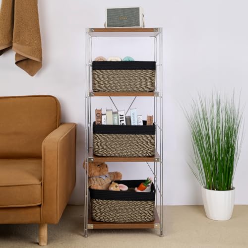 MiniArk Large Storage Baskets for Shelves, Closet Organizers Bins for Clothes Blanket Towels, Baby Nursery, Toy Baskets Box, Woven Rope Baskets, 17 x 13 x 7.5”, 2 Packs Woven Brown - color: Woven Brown, size: 2pcs-L17×W13×H7.5"