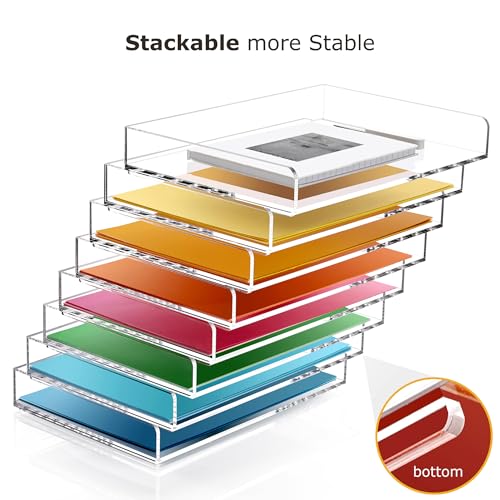 4 Tier Stackable Letter Tray, Acrylic Paper Organizer File Trays Paper Sorter, Clear Office Supplies Accessories for Letter/A4 Size Folders Documents 12.4inx8.86inx6.65in - style: Ultra-thin 4Tier trays