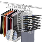 Cididu 4 Pack Pants Hangers Space Saving 9 Layers, Non-Slip Closet Storage Organizers, Stainless Steel Jean Clothes Hanger Pants Rack for Trousers Scarf Leggings Skirts, Dorm Room Apartment Essentials
