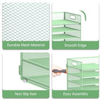 7 Tier Paper Organizer - Mesh Desktop File Holder with Handles for Office School Desk, Black (Mint green) - color: Mint green